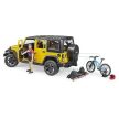 Bruder Jeep Wrangler Rubicon Unlimited s horským bicyklom a cyklistom - KP HRAČKA