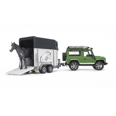Bruder Land Rover Defender s prepravníkom na koňa - KP HRAČKA