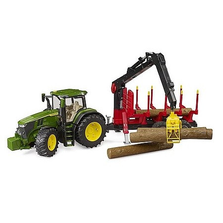Bruder John Deere 7R 350 traktor s lesným prívesom a 4 klátmi - KP HRAČKA