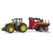 Bruder John Deere 7R 350 traktor s lesníckym prívesom a 4 kmene - KP HRAČKA