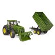 Bruder John Deere 7R 350 traktor s čelným nakladačom a tandemovým prepravným prívesom - KP HRAČKA