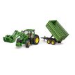 Bruder John Deere 7R 350 traktor s čelným nakladačom a tandemovým prepravným prívesom - KP HRAČKA