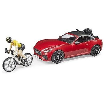 Bruder Roadster so závodným bicyklom a cyklistom - KP HRAČKA