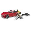 Bruder Roadster so závodným bicyklom a cyklistom - KP HRAČKA