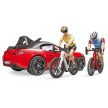 Bruder Roadster so závodným bicyklom a cyklistom - KP HRAČKA