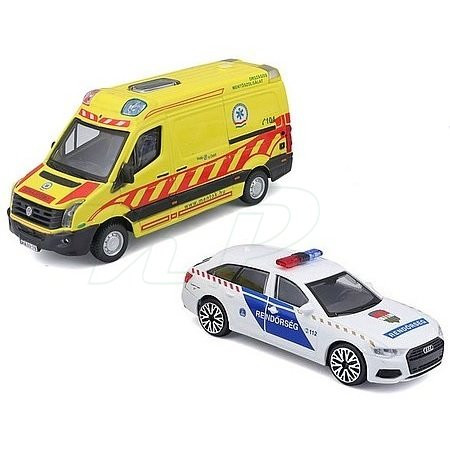 Bburago maďarská VW sanitka a Audi A6 policajné auto - KP HRAČKA