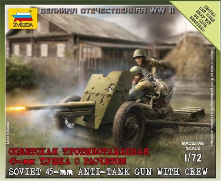 Zvezda Soviet 45 mm Anti-Tank Gun with Crew 1:72 - KP HRAČKA