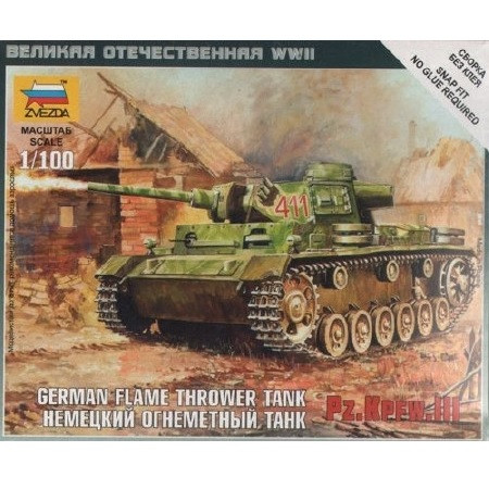 Zvezda German Panzer Pz.Kfw III Flamethrower Tank 1:100 - KP HRAČKA