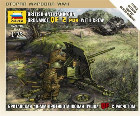 Zvezda British QF 2-pdr Anti Tank Gun wcrew 1:72 - KP HRAČKA